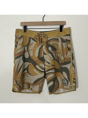 Howler Brothers Stretch Bruja Board Short Monstera Mash Citron Size 35 M